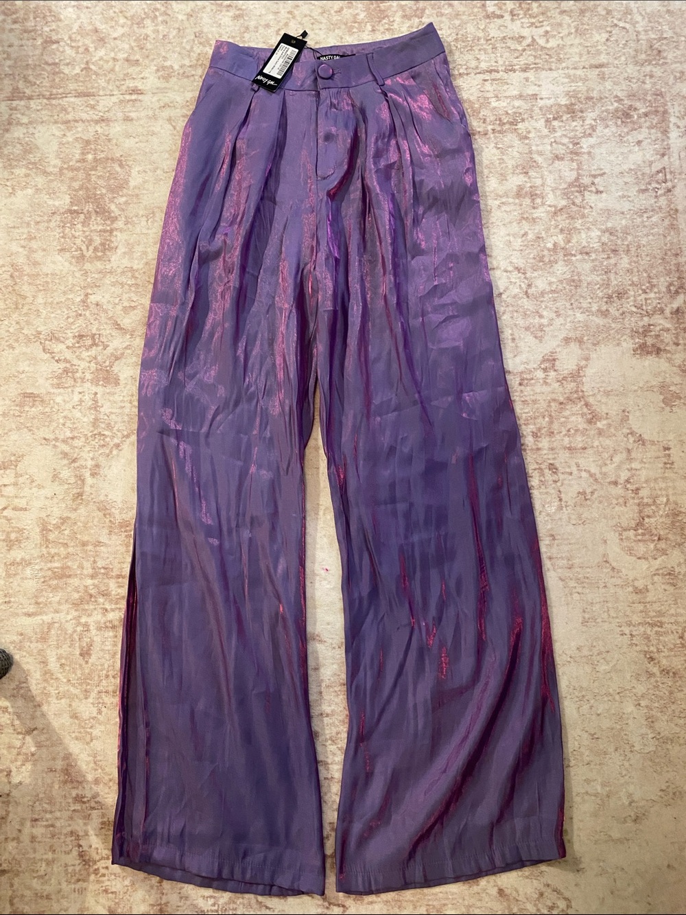 Nasty Gal Purple Iridescent Wide-Leg Pants